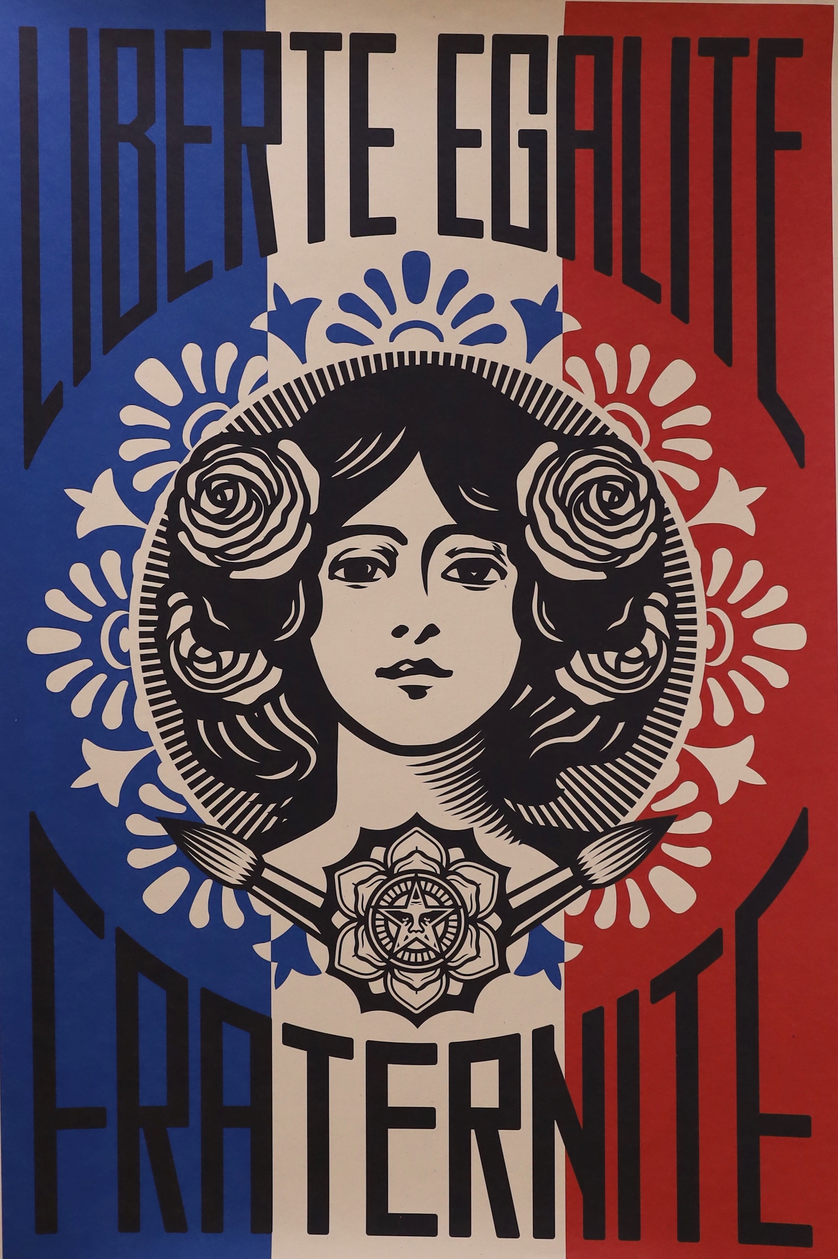 Shepard Fairey (American, b.1970-), lithograph poster, 'Make Art, not War', signed in pencil, 91 x 60cm, unframed